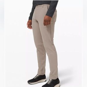 Mens Lululemon Preowned Tan Commission Classic-Fit Pants Warpstreme 34 x 27